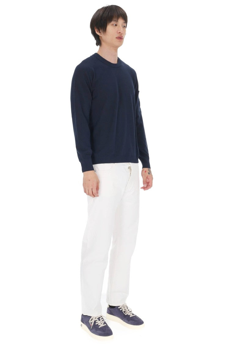 C.P. Company Blue Cotton Crepe Crewneck Sweater