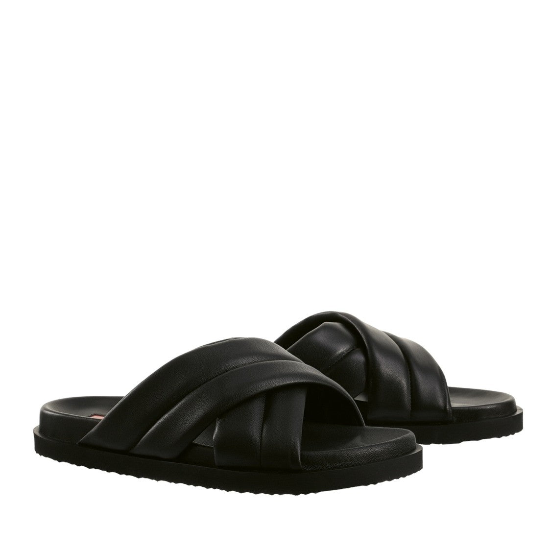 Högl Black Tessa Padded Crisscross Leather Slippers