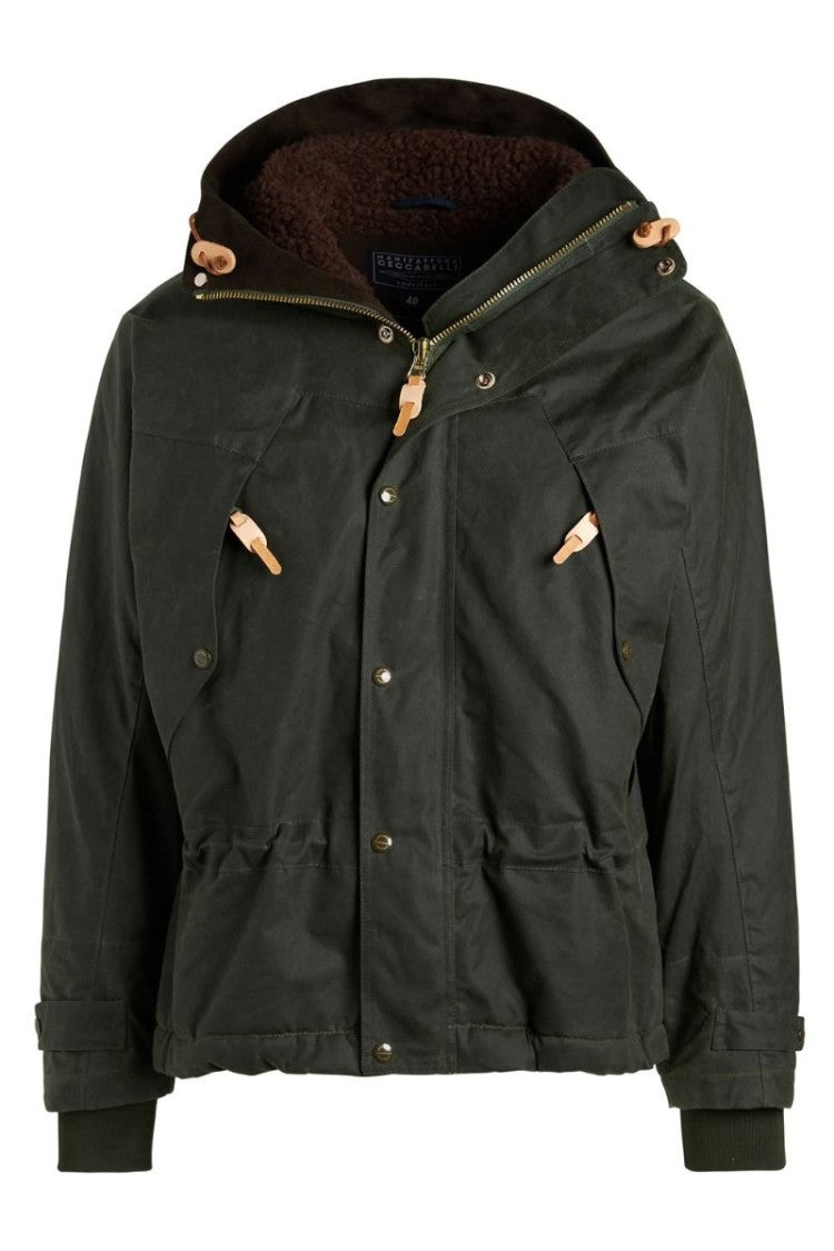 Manifatture Ceccarelli Dark Green Hooded Waxed Cotton Mountain Jacket