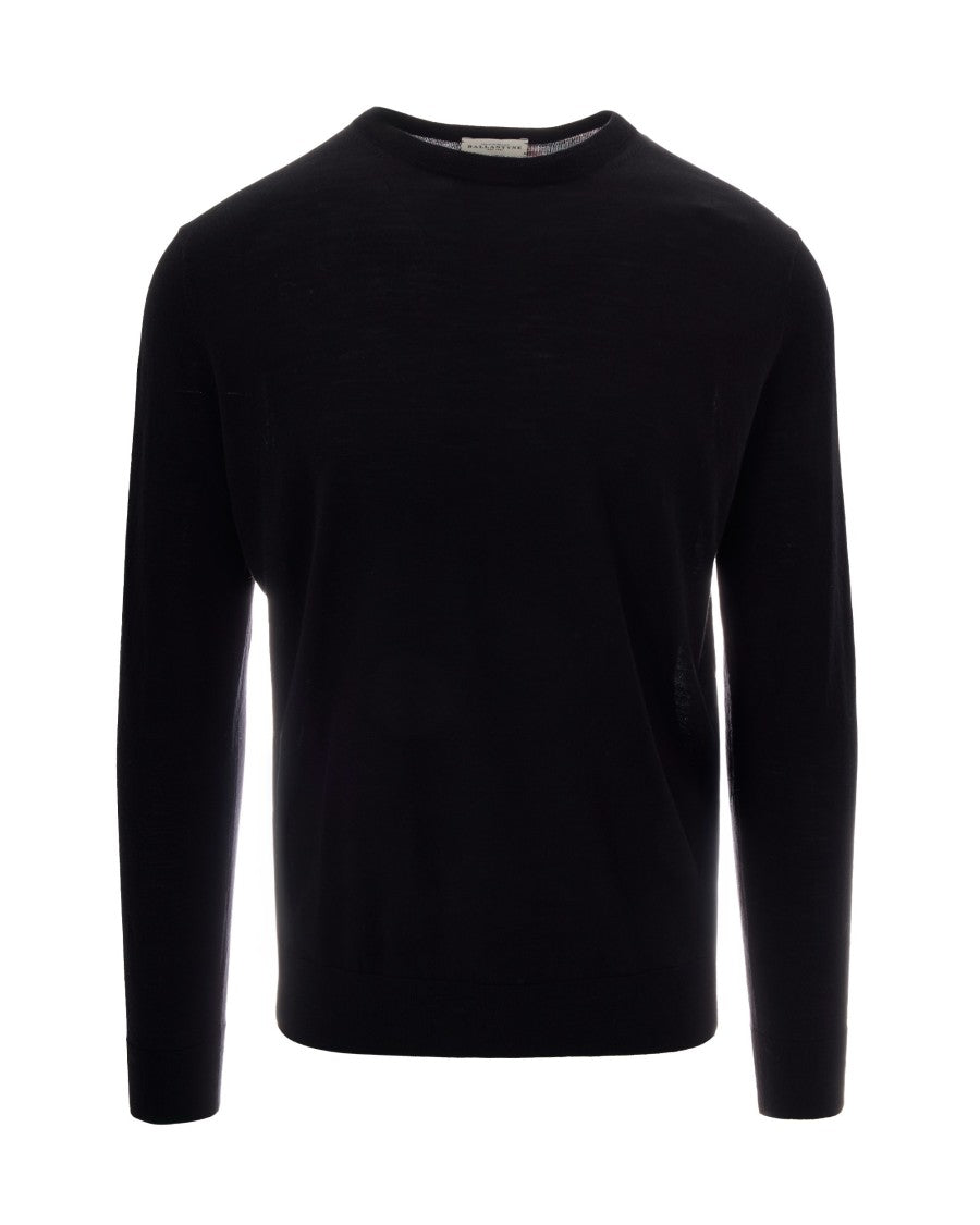 Ballantyne Black Crew Neck Fine Wool Sweater