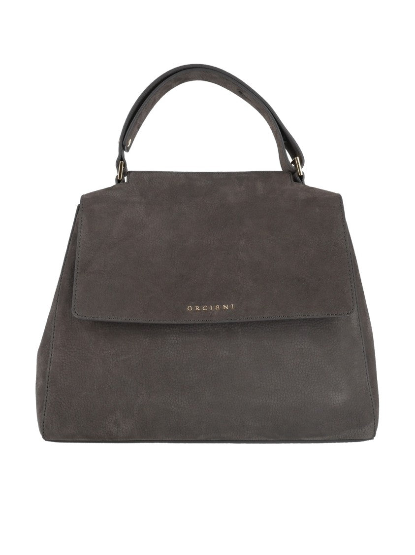 Claudio Orciani Nubuck Leather Medium Shoulder Bag With Flap Closure