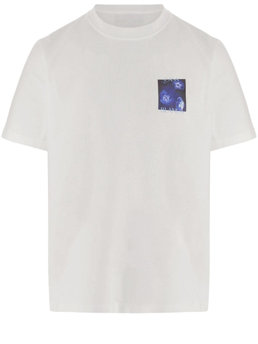 Casablanca White Jellyfish Graphic Organic Cotton T-Shirt