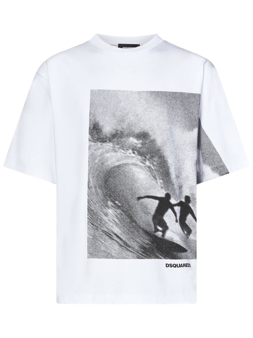Dsquared2 Loose-Fit Cotton Jersey T-Shirt With Photographic Surf Print