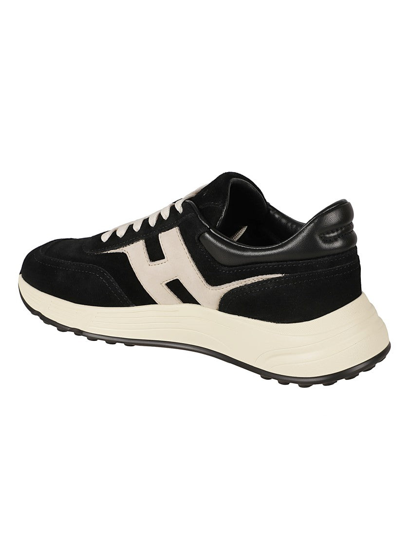 Hogan Black Suede And Leather Sneakers With Iconic 'H' Logo