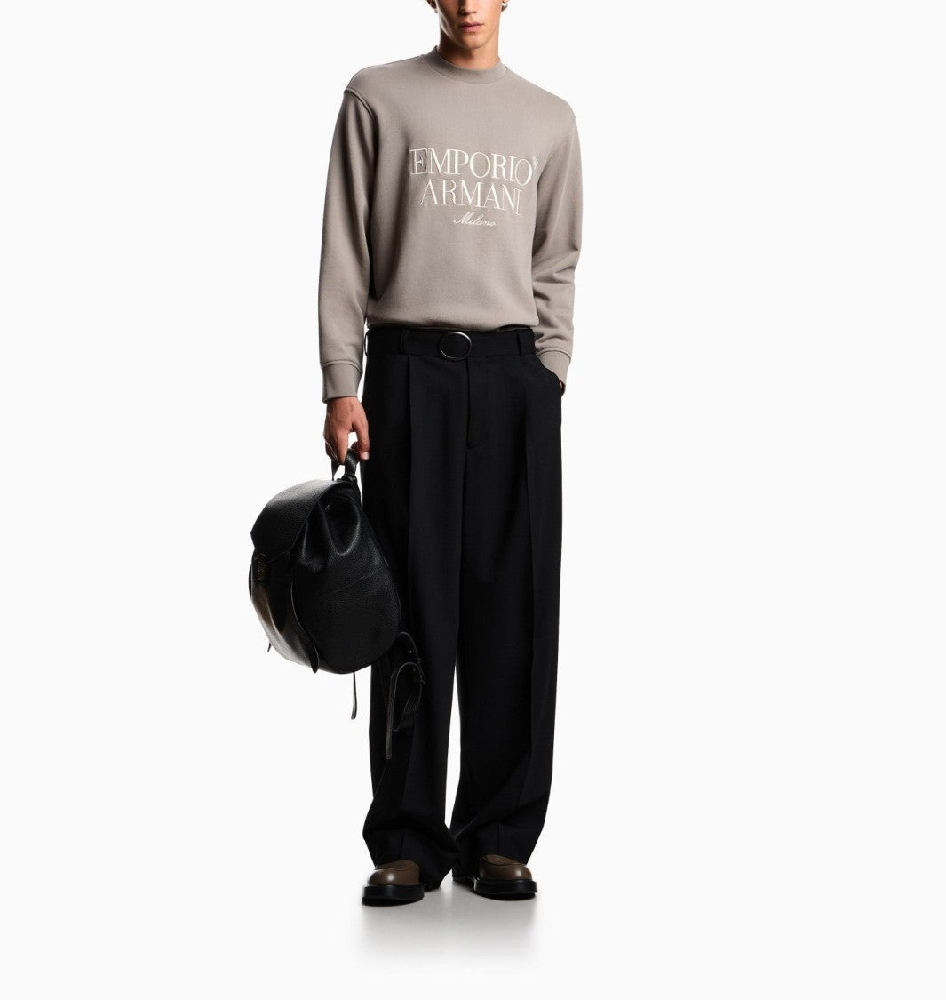Emporio Armani Regular Fit Crewneck Sweatshirt With Embroidered Logo