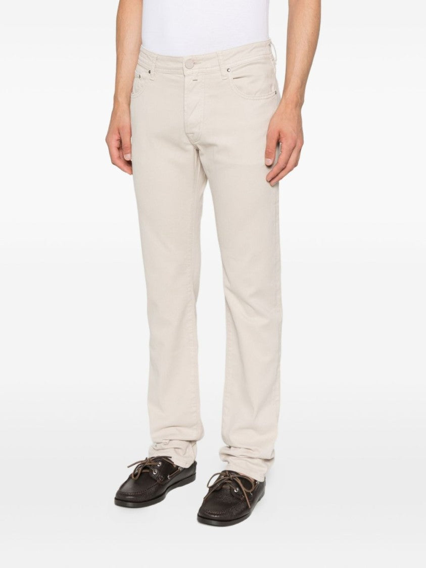 Jacob Cohen Straight-Leg Light Grey Trousers With Five-Pocket Design