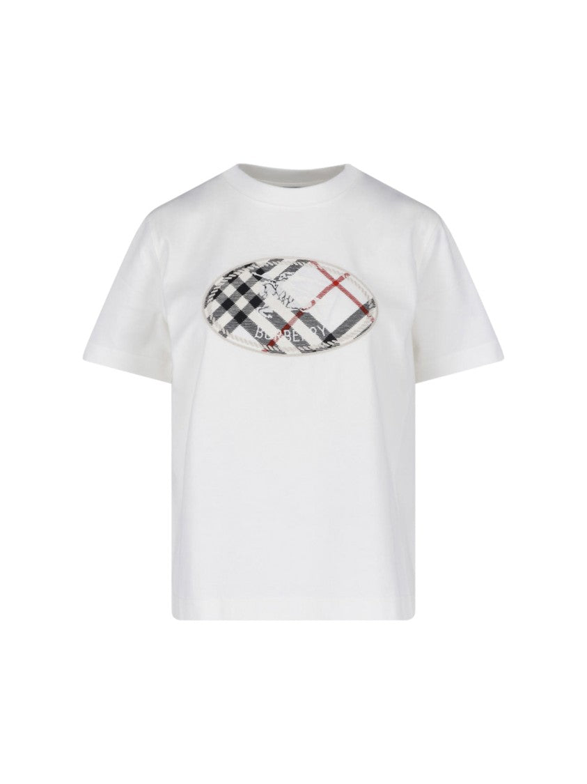 Burberry White Knight Stamp Cotton T-Shirt