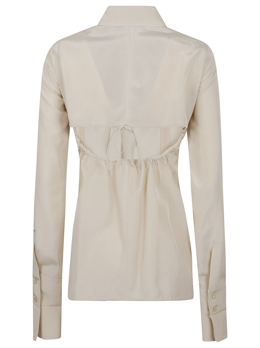 Max Mara Striped Cotton Poplin Tunic With Hidden Button Closure