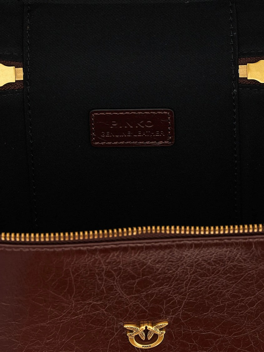 Pinko Rectangular Vanity Case With Shiny Textured Finish