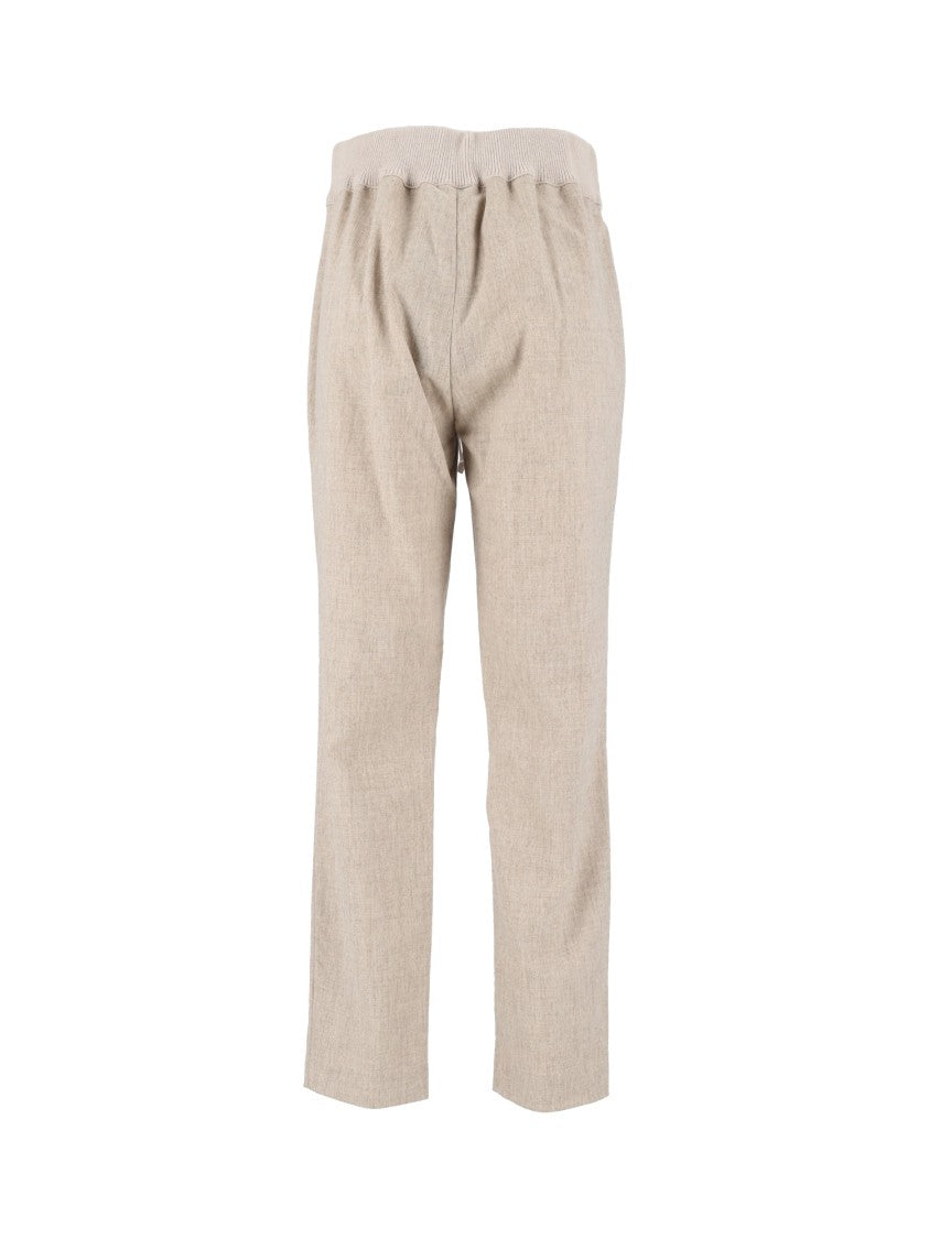 Fabiana Filippi Greige Flannel Knit Waistband Jogging Trousers