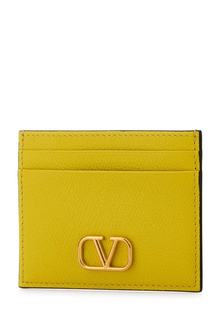 Valentino Garavani Vibrant Yellow Leather Card Holder With Signature Logo