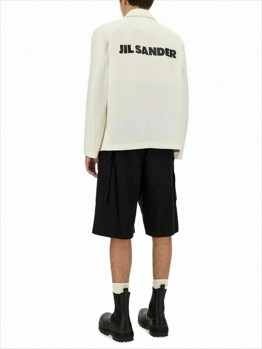 Jil Sander Boxy Cropped Jacket With Bold Text Print