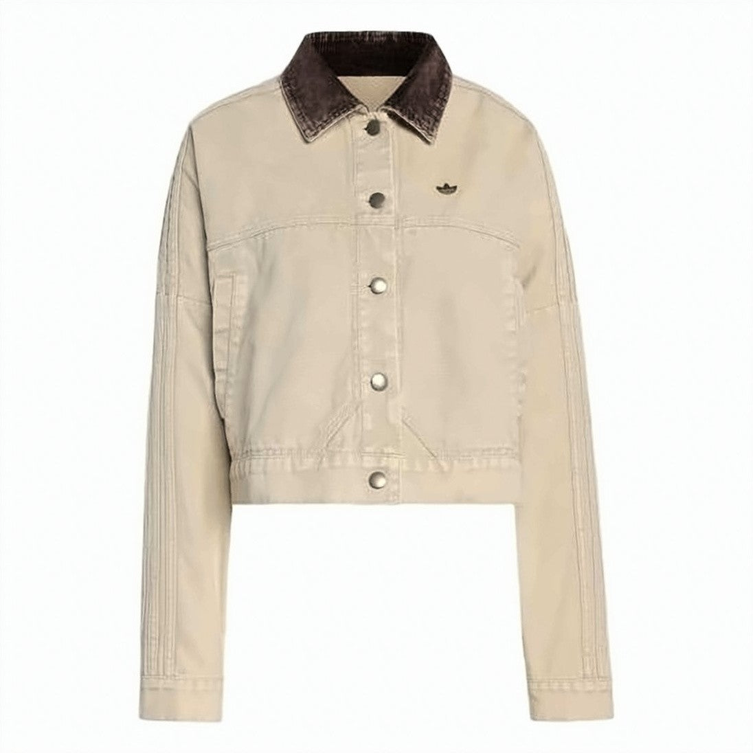 Adidas Cropped Button-Down Jacket With Contrasting Collar