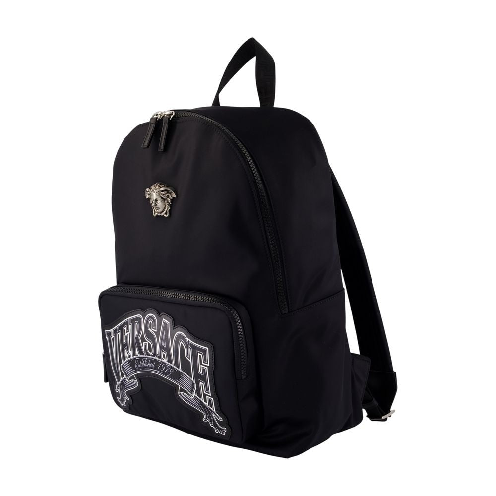 Versace Sleek Black Nylon Backpack