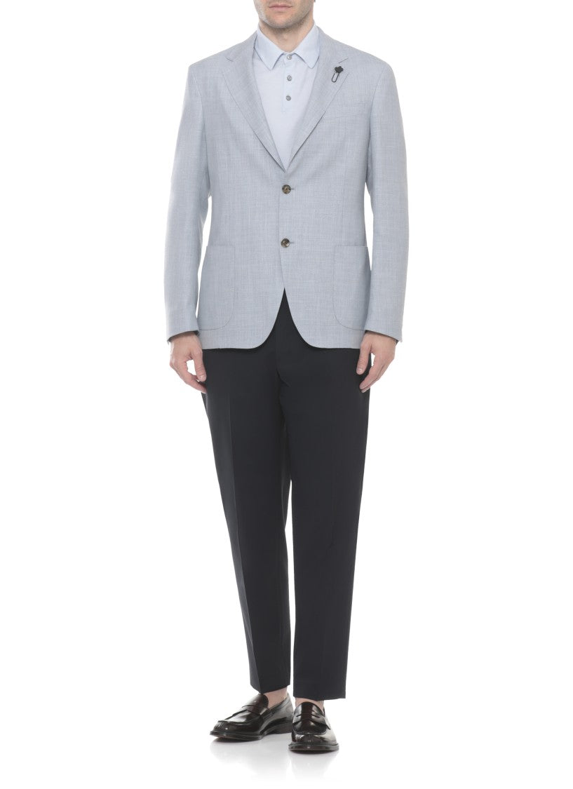 Lardini Light Blue Wool Single Breasted Blazer