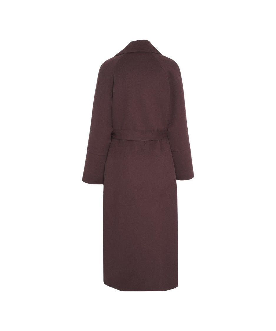 Kaos Belted Brown Wool Blend Coat With Wide Lapels