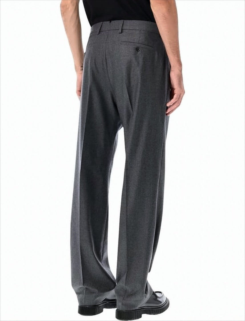 Ami Paris Wide-Leg Wool Trousers With Minimalist Design