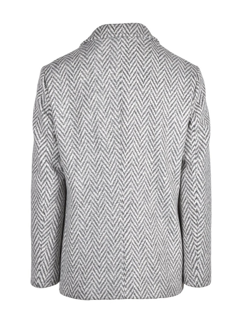 Havana & Co Grey Herringbone Polyester-Blend Overcoat