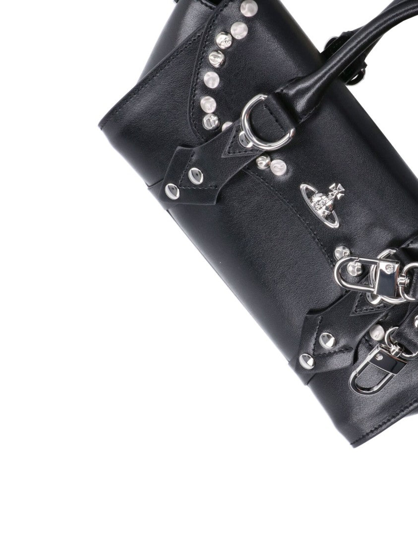 Vivienne Westwood Cylindrical Silver Emblem Top Handle Bag