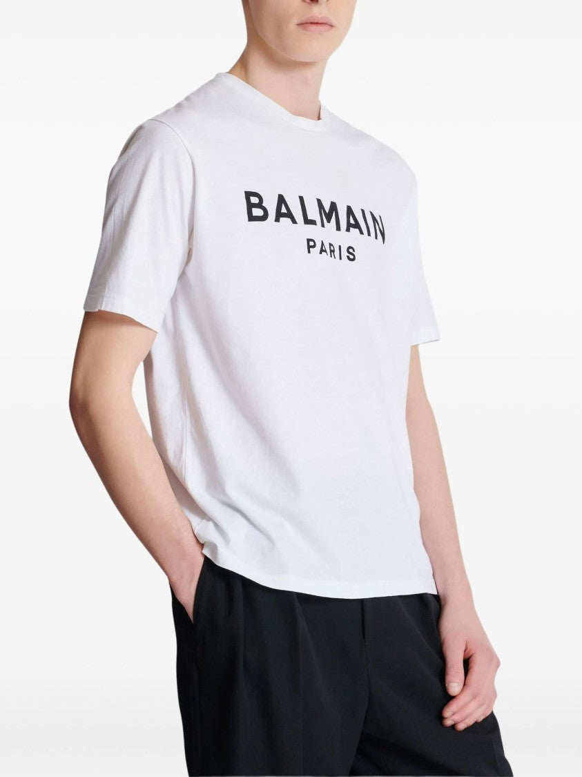 Balmain White Loose Ss Bold Logo T-Shirt