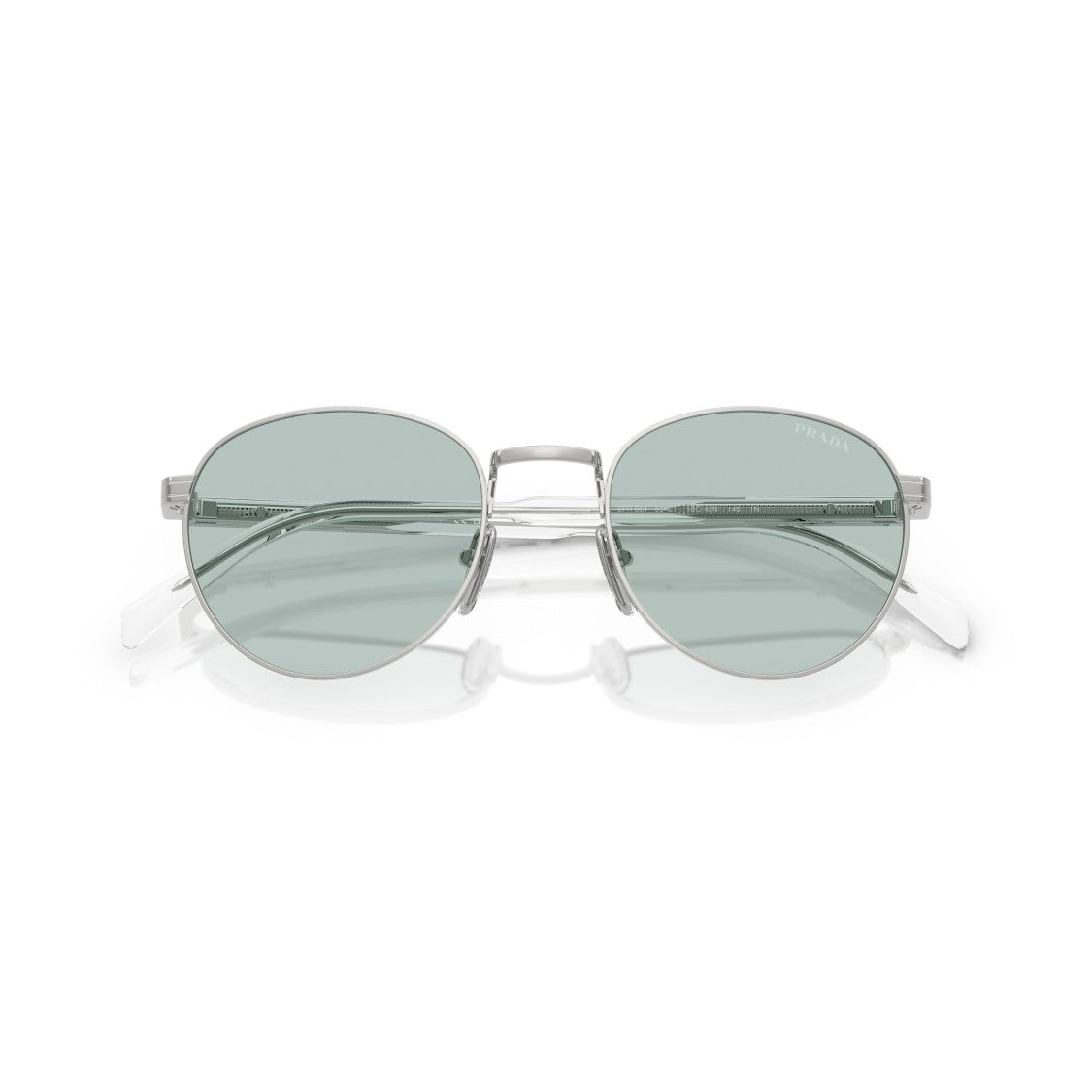 Prada 0Pr B51s Polished Silver Metal Frame Sunglasses