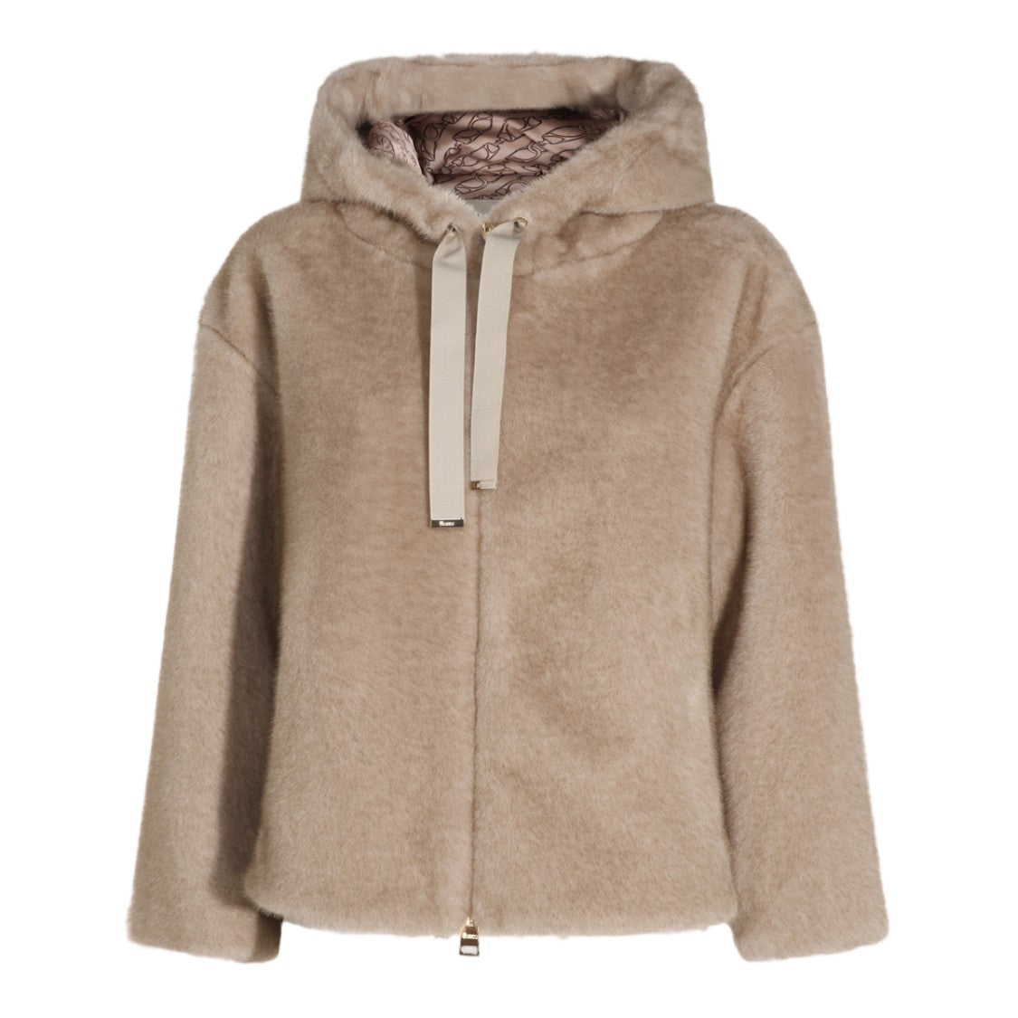 Herno Short Hooded Coat With Plush Texture