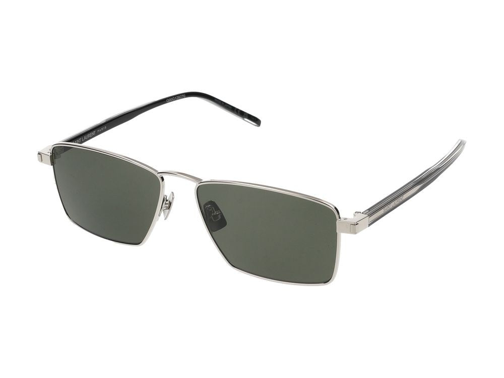 Saint Laurent Silver Square Grey Lenses Sunglasses