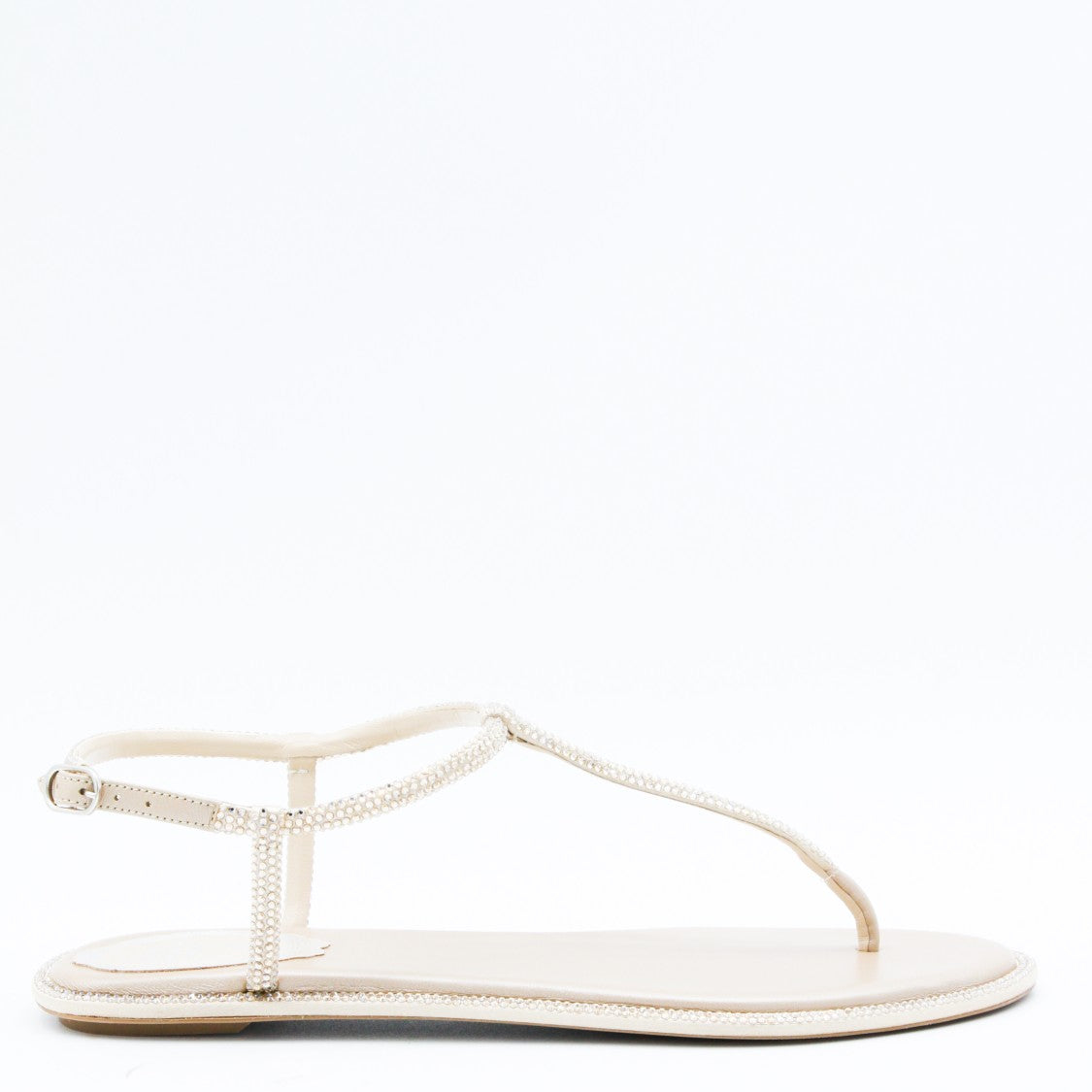René Caovilla White Leather Flats