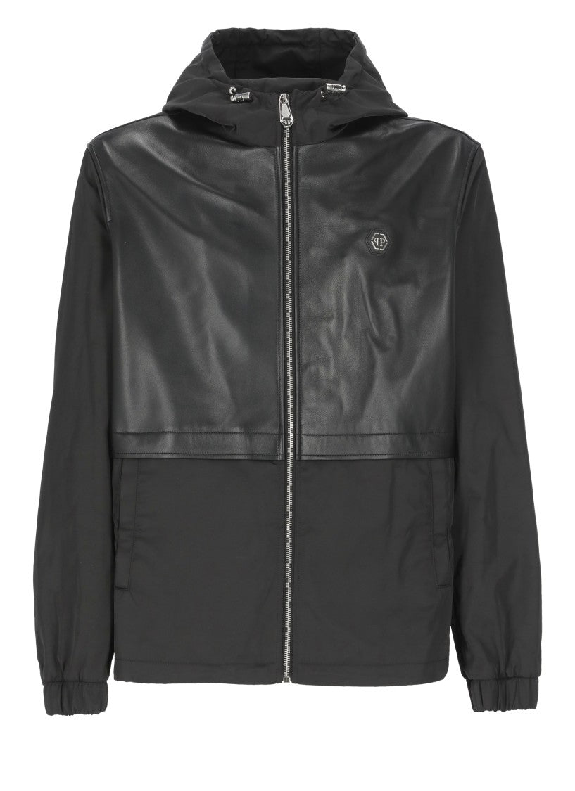 Philipp Plein Black Black Leather Jacket