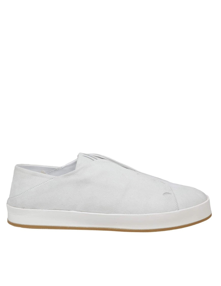 Marco Castelli Slip On Sneakers In White Suede