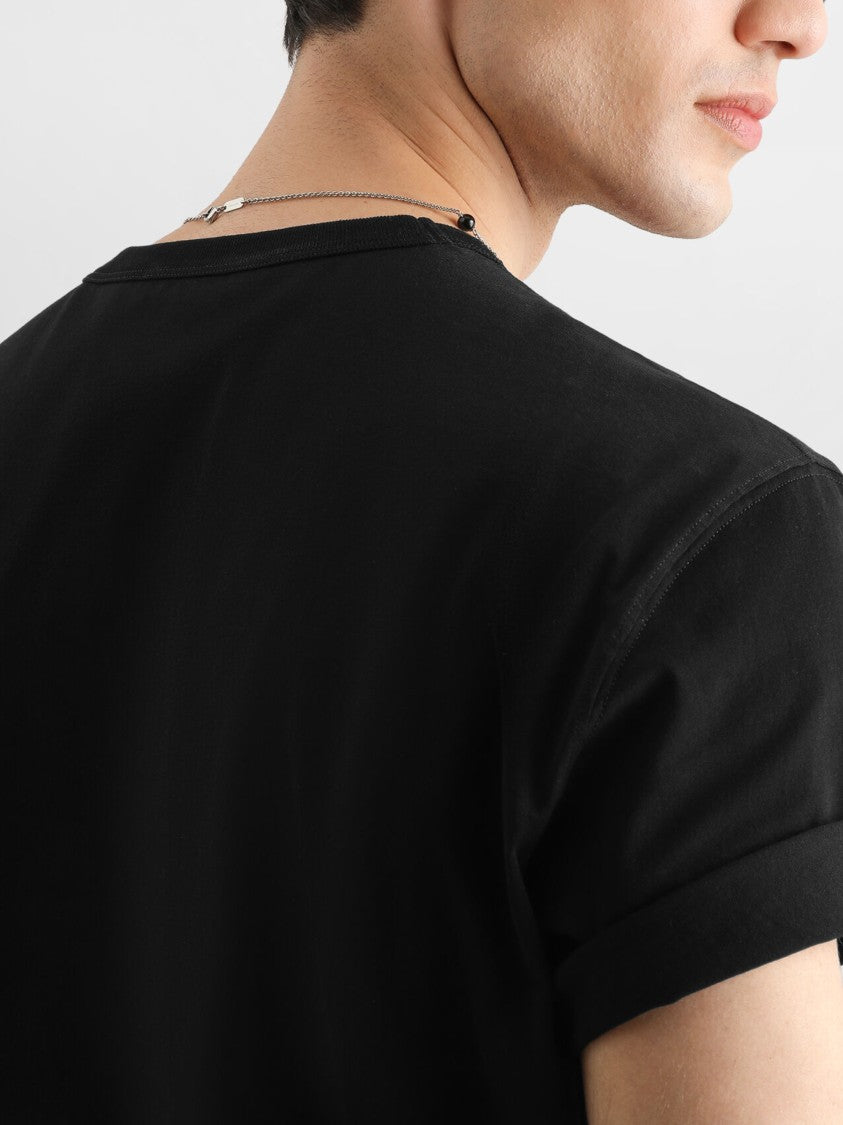 Dolce & Gabbana Black T-Shirt With Prominent Logo And Crew Neckline