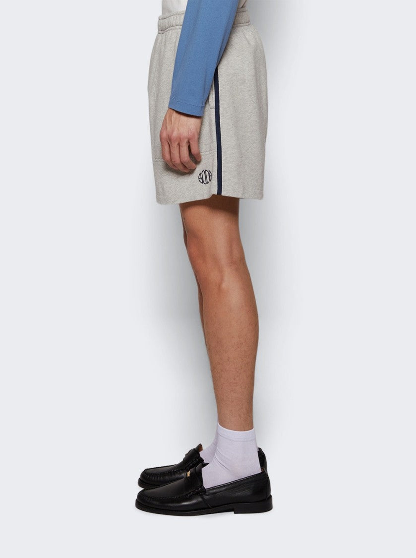 Bode Crew Side Stripe Sweat Shorts Heather Grey