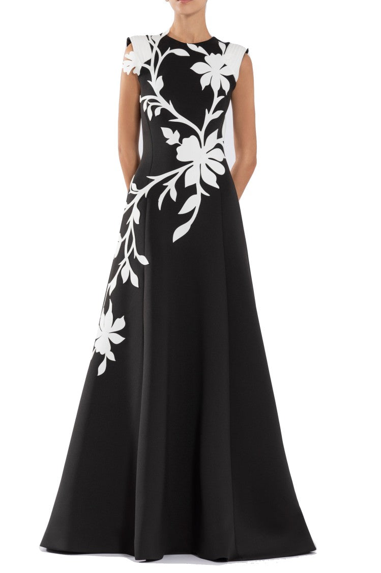 Saiid Kobeisy Neoprene Dress With Floral  Embroidery