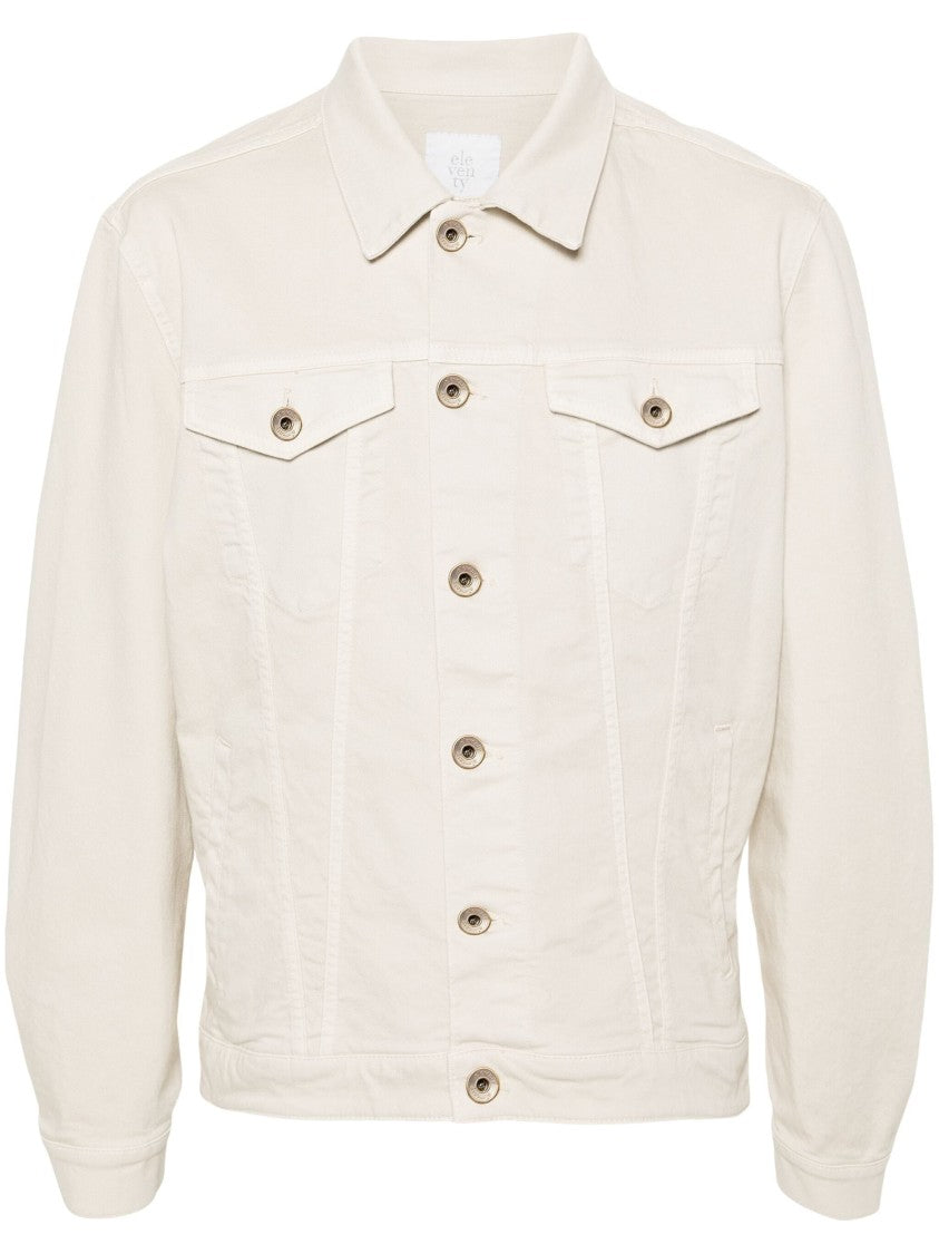 Eleventy Beige Denim Jacket With Classic Button-Up Design