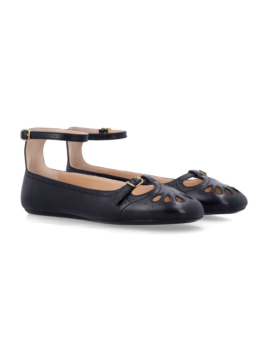 Chloé Misty Round Toe Leather Ballerina Flats
