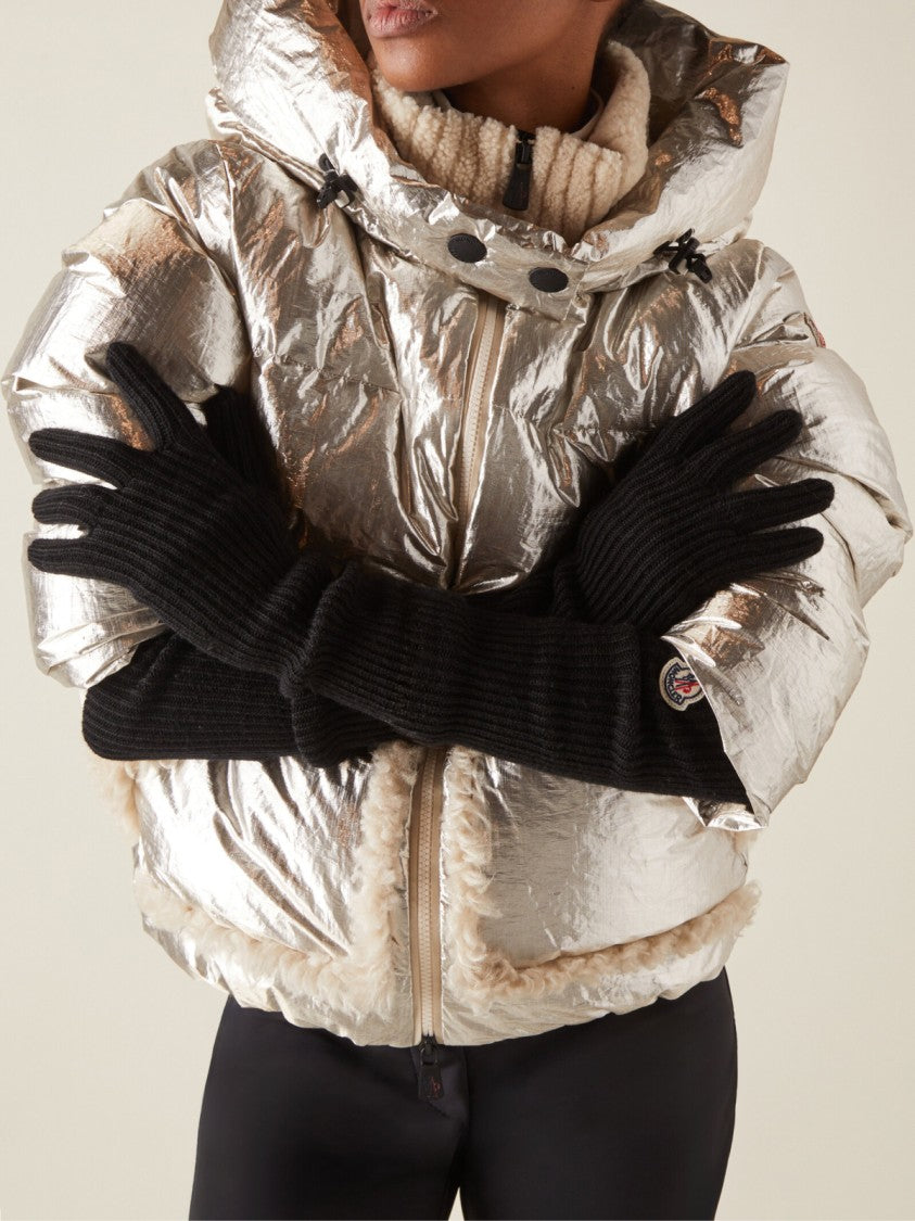 Moncler Logo Patch Virgin Wool Long Gloves