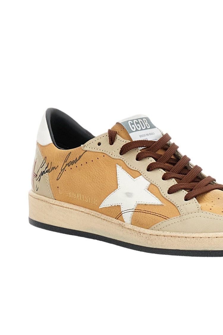 Golden Goose Beige Leather Ball Star Sneakers