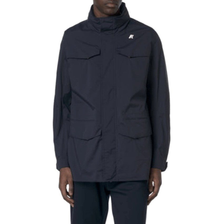 K-Way Blue Nylon Cotton Lined Jacket