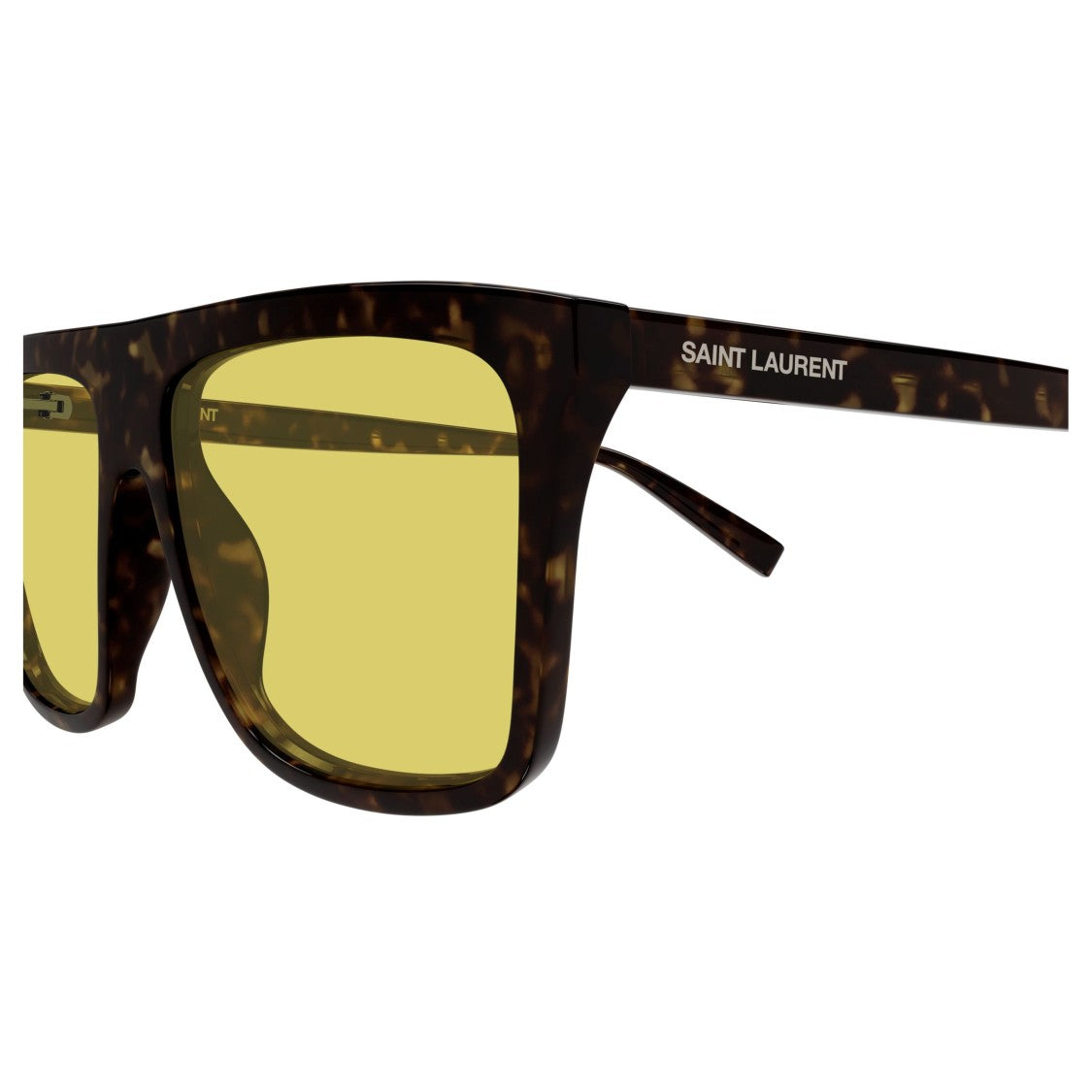 Saint Laurent Oversized Square Tortoiseshell Sunglasses With Yellow Lenses