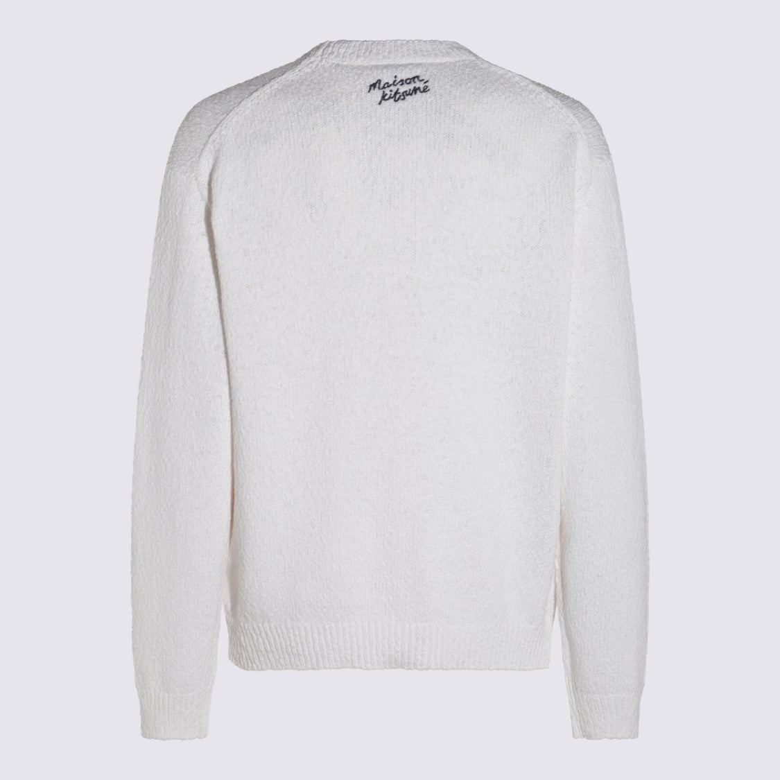 Maison Kitsuné Textured Knit Sweater With Playful Floral Graphic