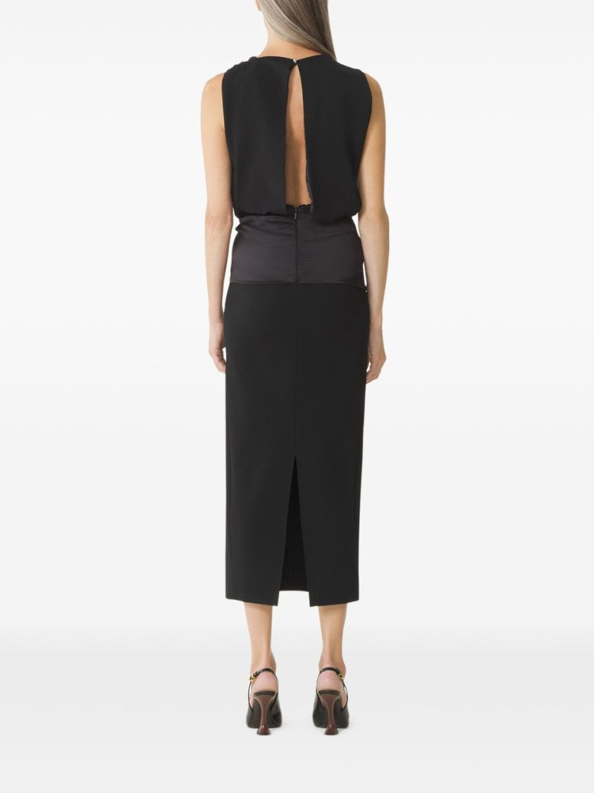 Lanvin Open Back Midi Dress With Satin Detail