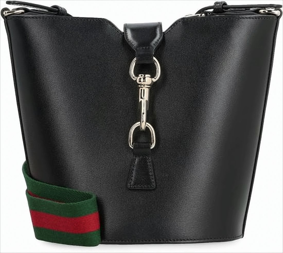 Gucci Structured Black Leather Shoulder Bag