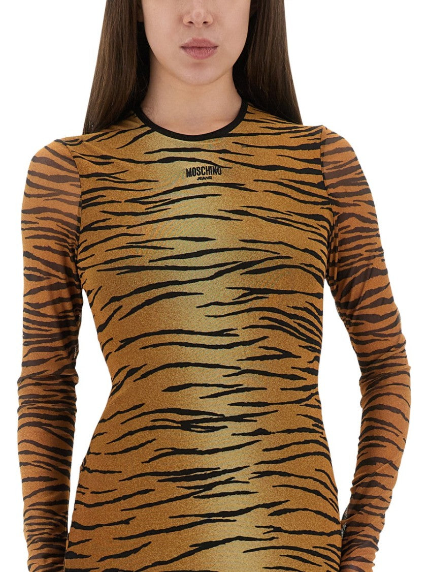 Moschino Animal Print Mesh Dress