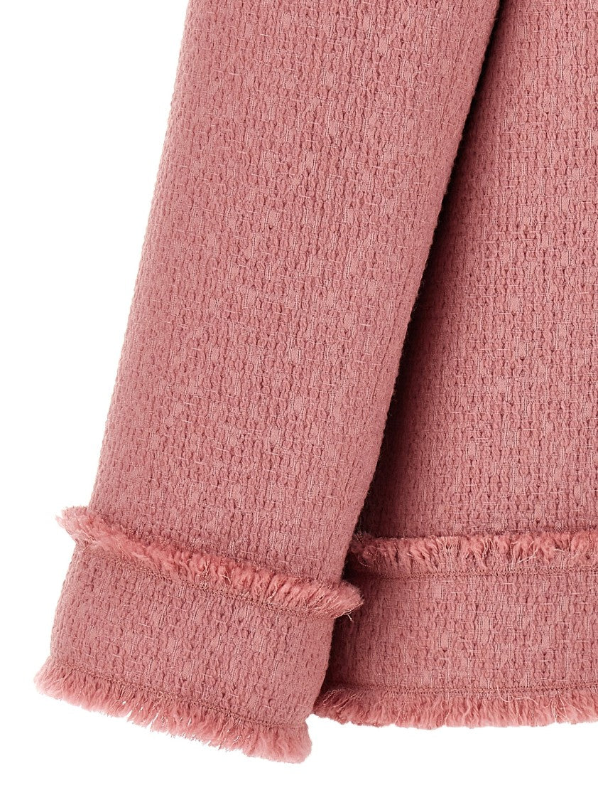 Dolce & Gabbana Tweed Blazer With Fringed Piping