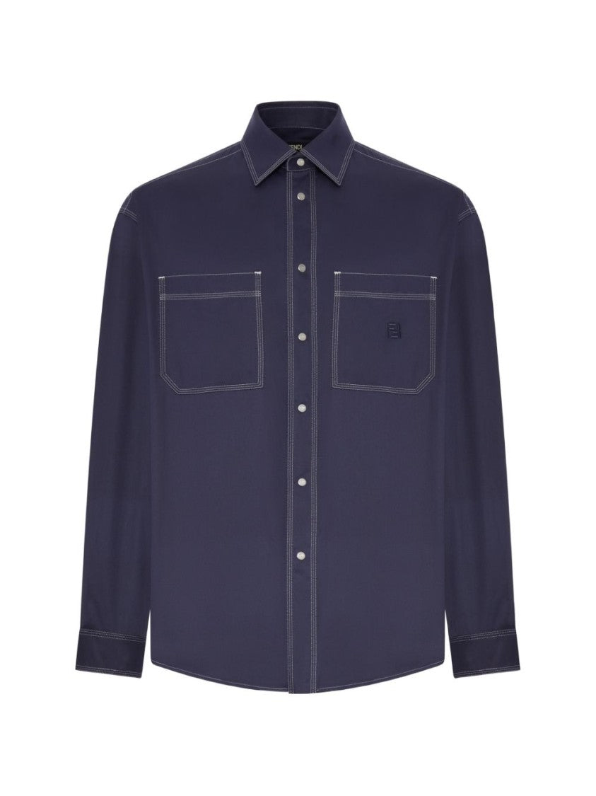 Fendi Button-Down Casual Embroidered Shirt