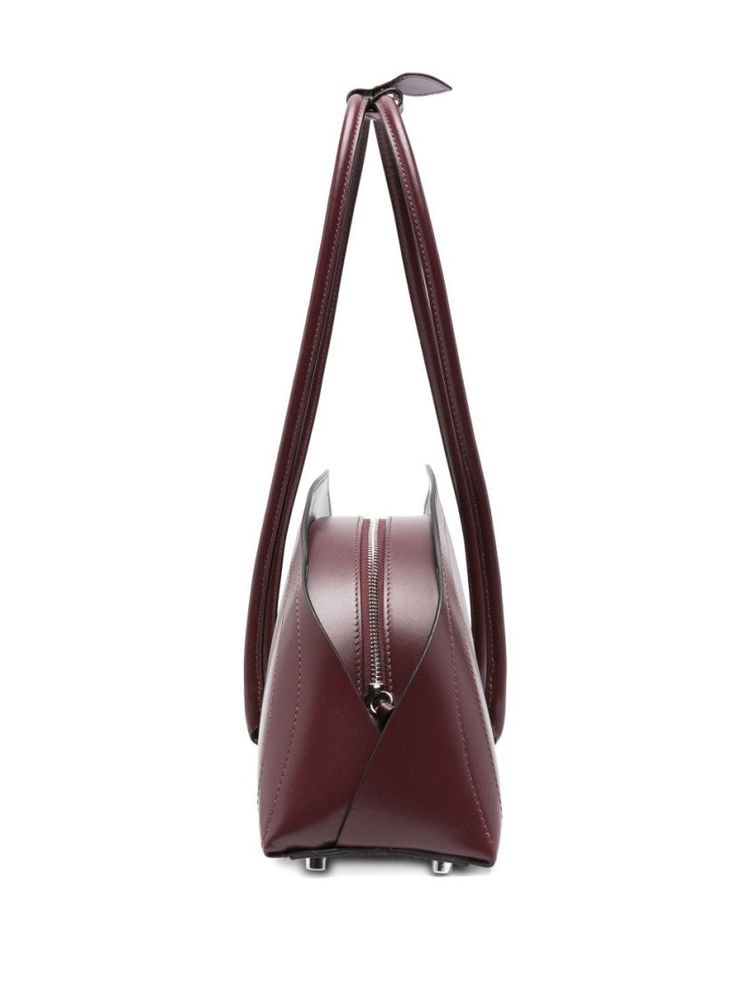 Federico Cina Bordeaux Handbag With Elongated Semi-Circular Silhouette