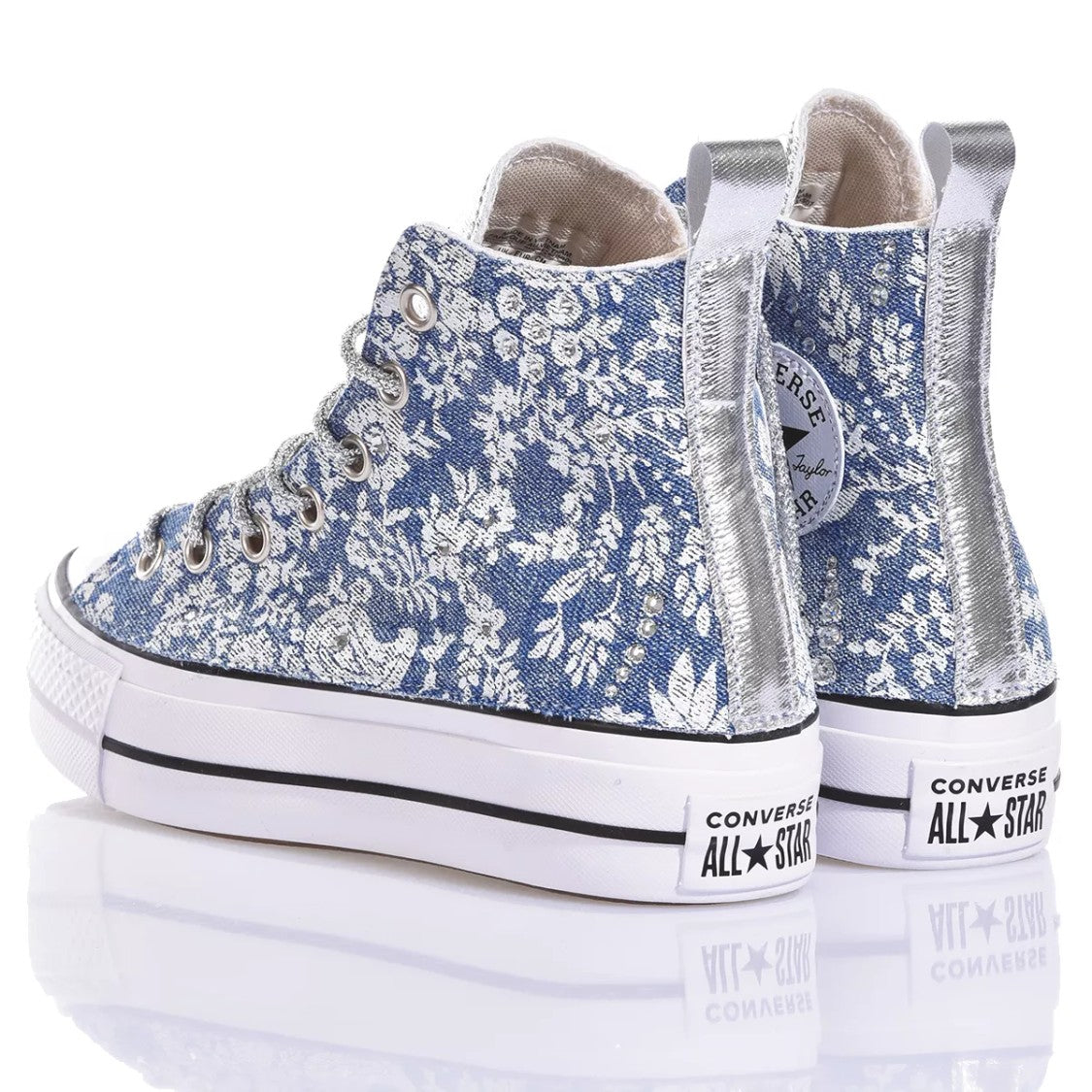 Converse Platform Sneakers In Silver Light Blue