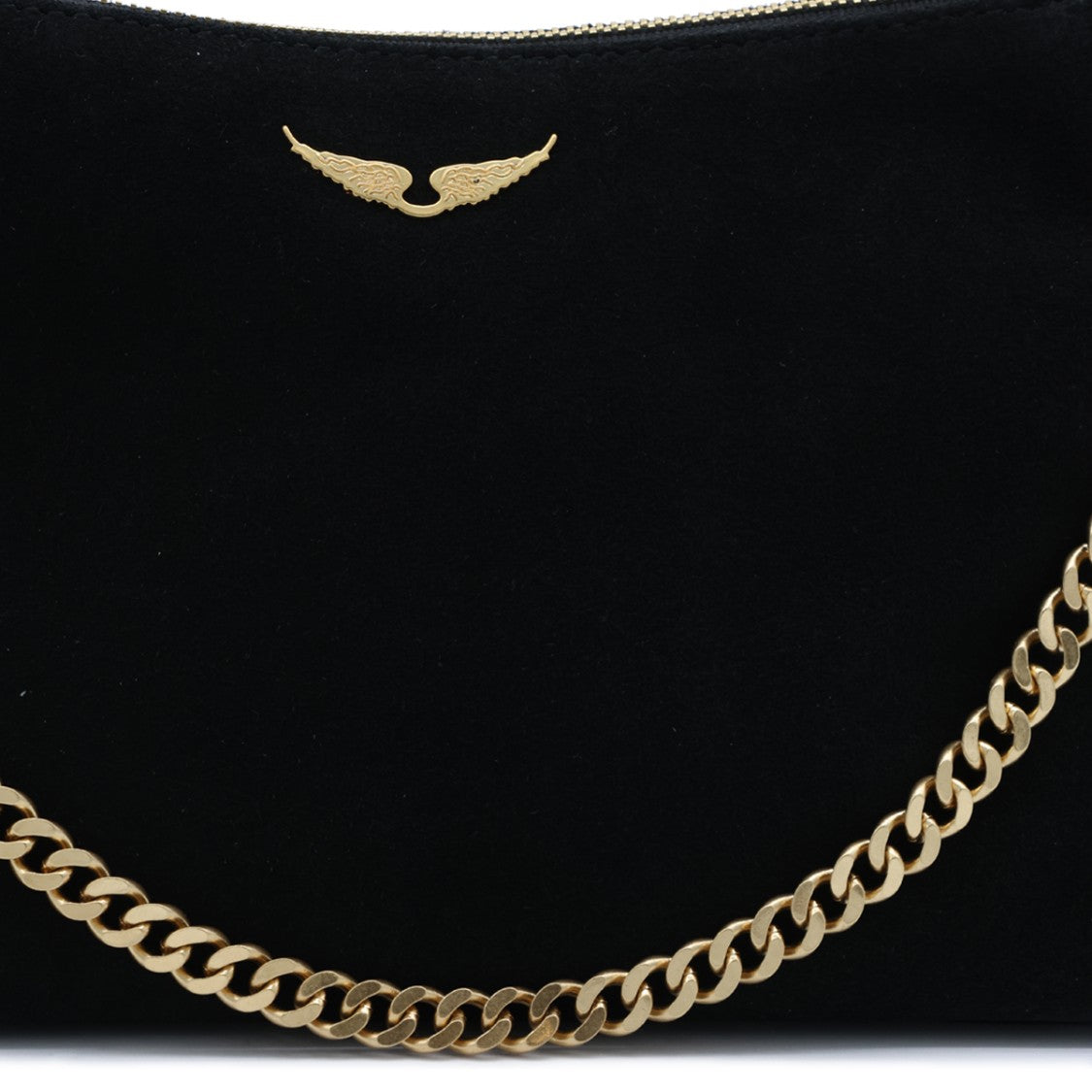 Zadig & Voltaire Black Jim Mini Gold-Tone Accents Suede Shoulder Bag