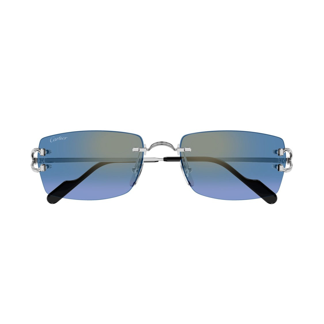 Cartier Rimless Rectangular Sunglasses With Unique Looped Temples