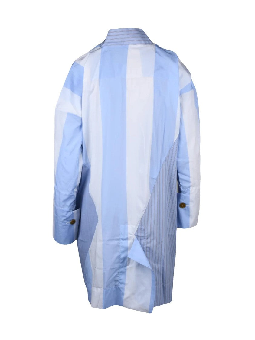 Vivienne Westwood Asymmetric Patchwork Dress In Light Blue And White